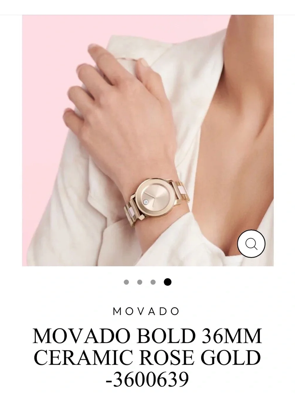 NWT Movado Bold Women’s Ceramic Rose Gold Watch #3600639
